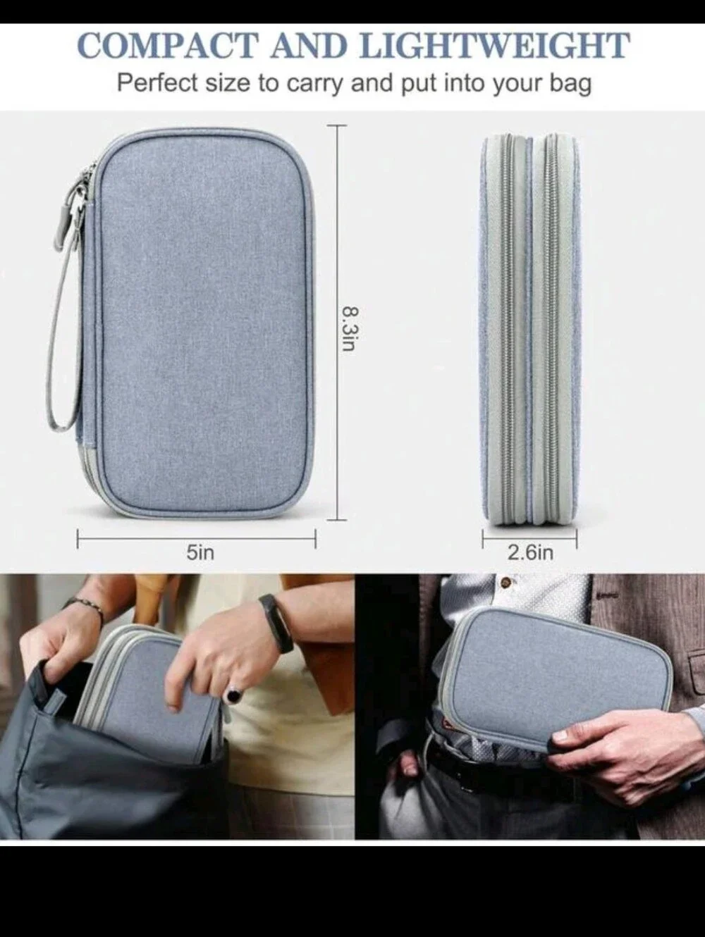 PORTABLE ELECTRONICS ACCESSORY ORGANIZER- GRAY COLOR 